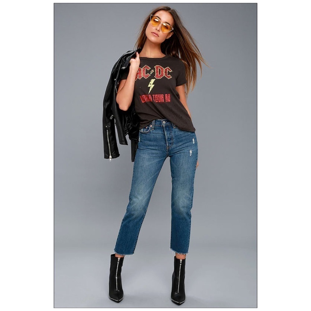 Chaser ACDC World Tour Washed Black Distressed Tee NEW Size Small - Picture 4 of 6